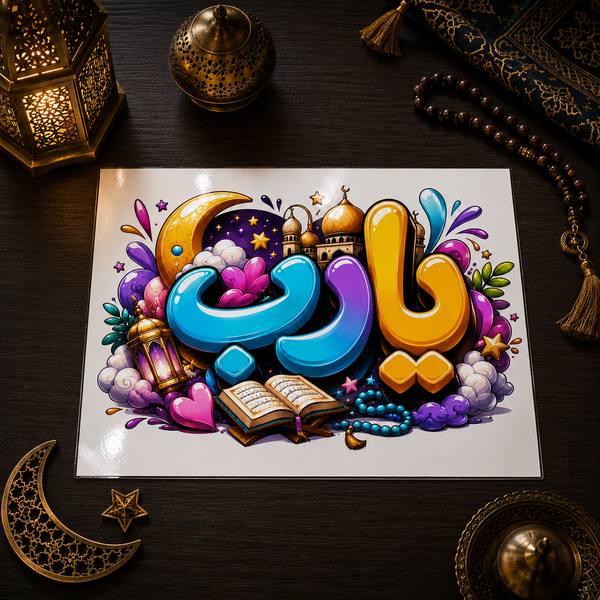 Poster de Calligraphie Arabe Islamique - «Ya Rabb» (يا رب) - Affiche Imprimée et Plastifiée