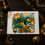 Poster de Calligraphie Arabe Islamique - « Tawakkaltu 'Ala Allah » (توكلت على الله) - Affiche Imprimée et Plastifiée