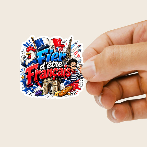 Planche de Stickers Plastifiés « Fier d’être Français » – Fierté, Culture & Esprit Bleu-Blanc-Rouge !