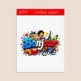 Planche de Stickers Plastifiés « Bonjour » – Élégance, Convivialité & Charme à la Française !